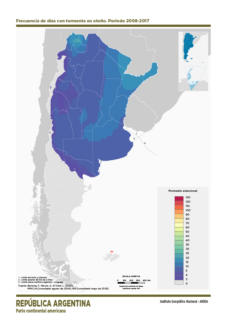 Frecuencia de días con tormenta en otoño. Periodo 2008-2017